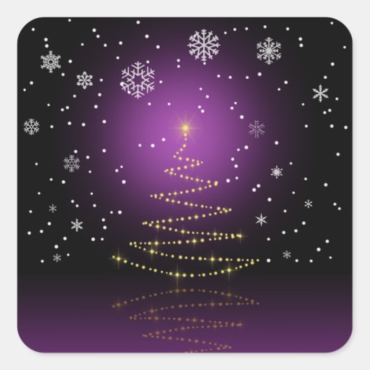 Modern Gleamy-kerstboom Vierkante Sticker (Voorkant)