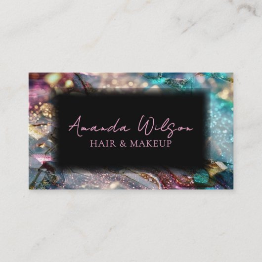 Modern Glitter and Marble Abstract  Business Card Visitekaartje (Voorkant)