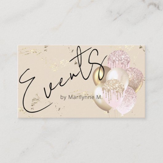 Modern Glitter Balloons Cream Visitekaartje (Voorkant)