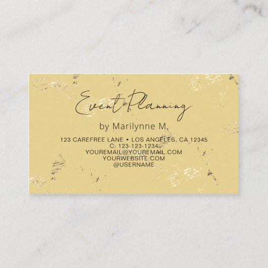 Modern Glitter Balloons Geel Visitekaartje (Achterkant)