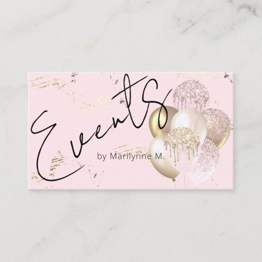 Modern Glitter Balloons Roze Visitekaartje (Voorkant)