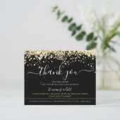 Modern Glitter Black Elegant Hartelijk dank Briefkaart (Staand voorkant)