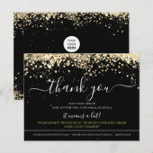 Modern Glitter Black Elegant Hartelijk dank Briefkaart (Voorkant / Achterkant)