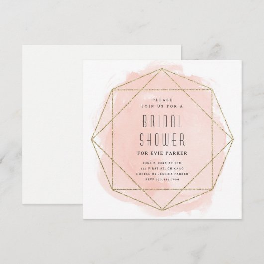 Modern Glitter Blush Pink Waterverf Vrijgezellenfe Kaart (Voorkant / Achterkant)