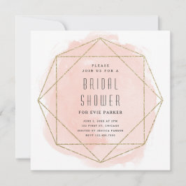 Modern Glitter Blush Pink Waterverf Vrijgezellenfe Kaart