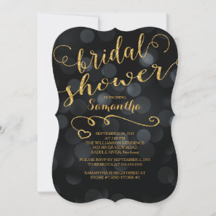 Modern Glitter Bokeh Bridal Shower Kaart