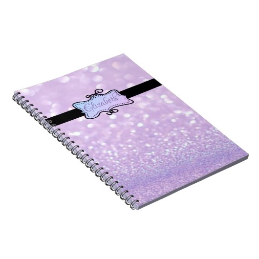 Modern Glitter Bokeh, gepersonaliseerd Notitieboek (Rechterzijde)