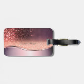 Modern Glitter Bokeh, Monogram Bagagelabel (Achterkant horizontaal)