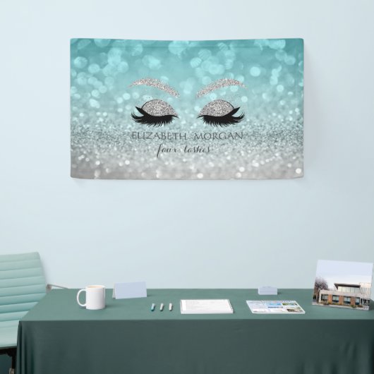 Modern Glitter Bokeh, Silver Glitter Faux Lashes Spandoek (Beurs)