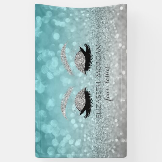 Modern Glitter Bokeh, Silver Glitter Faux Lashes Spandoek (Verticaal)