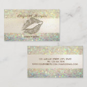 Modern Glitter Bokeh Stripe, Confetti, Lips Visitekaartje (Voorkant / Achterkant)