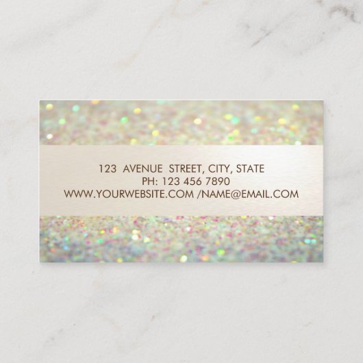 Modern Glitter Bokeh Stripe, Confetti, Lips Visitekaartje (Achterkant)