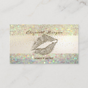 Modern Glitter Bokeh Stripe, Confetti, Lips Visitekaartje
