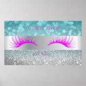 Modern Glitter Bokeh, Stripe, Faux Lashes Poster (Voorkant)