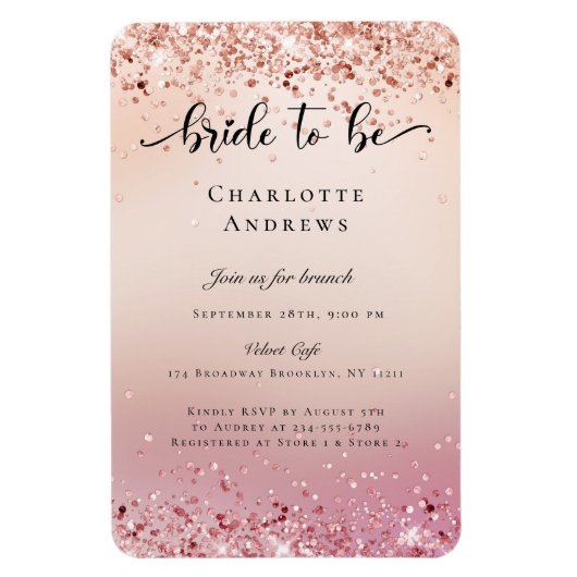 Modern, Glitter Bride to be Einladung Magneet (Verticaal)