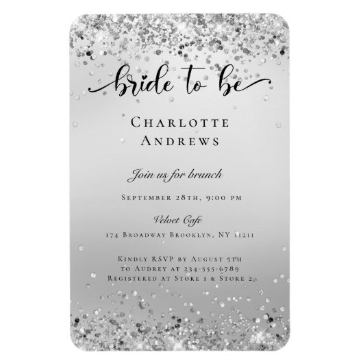 Modern, Glitter Bride tot Einladung Magnet Magneet (Verticaal)