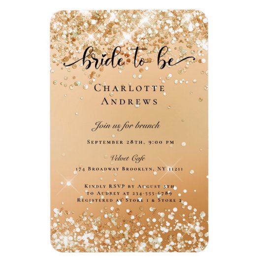 Modern, Glitter Bride tot Einladung Magnet Magneet (Verticaal)