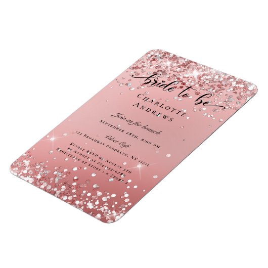 Modern, Glitter Bride tot Einladung Magnet Magneet (Linkerzijde)
