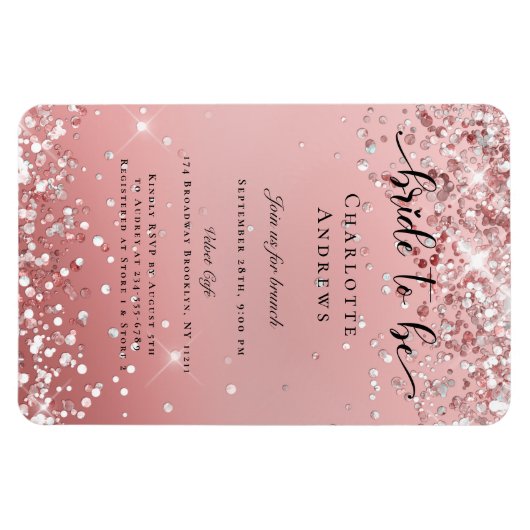 Modern, Glitter Bride tot Einladung Magnet Magneet (Horizontaal)