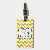 Modern Glitter Chevron Monogram Bagagelabel (Voorkant verticaal)