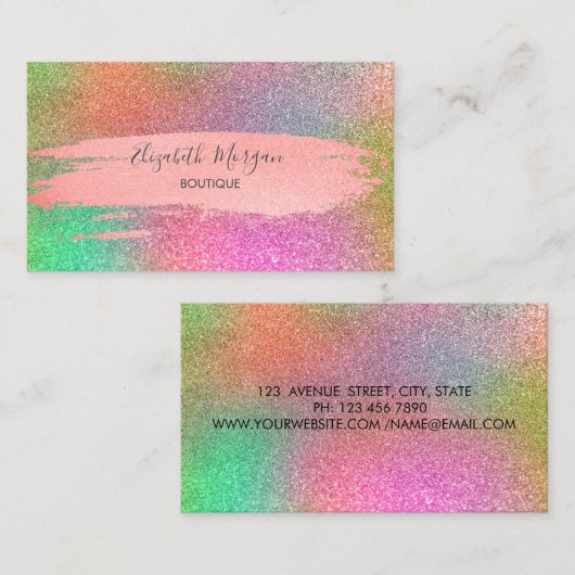 Modern Glitter Colorful, penseelstreek Visitekaartje (Voorkant / Achterkant)