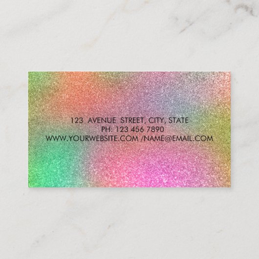 Modern Glitter Colorful, penseelstreek Visitekaartje (Achterkant)