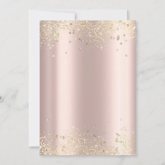 Modern Glitter Confetti, Crown Roos Gold Sweet 16 Kaart (Achterkant)