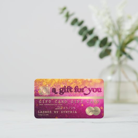 Modern Glitter Credit Kaart Gift Kaart Certificaat (Staand voorkant)
