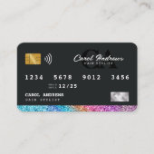 Modern Glitter Credit Kaart Initialen Hair Stylist Visitekaartje (Voorkant)