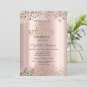 Modern Glitter Diamonds Roos Gold Sweet 16 Kaart (Staand voorkant)