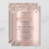 Modern Glitter Diamonds Roos Gold Sweet 16 Kaart (Voorkant / Achterkant)