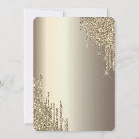 Modern Glitter Drift Champagne Dress Quinceañera Kaart (Achterkant)