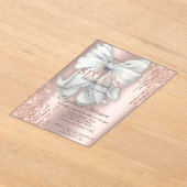 Modern Glitter Drips Bow Rose Gold Sweet 16 Acryl Uitnodigingen (Laagn)