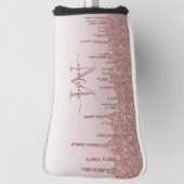 Modern Glitter Drips Roos Gold Monogram Script Golfheadcover (Draai 90)
