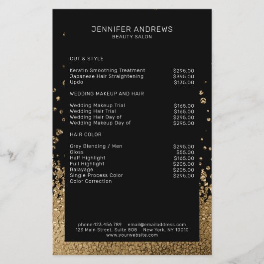 Modern Glitter Drop Gold Schwarz Flyer (Voorkant)