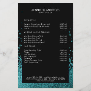 Modern Glitter Drop Mint Schwarz Flyer