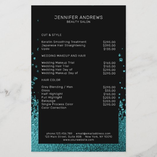 Modern Glitter Drop Mint Schwarz Flyer (Voorkant)
