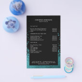 Modern Glitter Drop Mint Schwarz Flyer (Enkel)