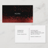 Modern Glitter Drop Rot Schwarz Visitekaartje (Voorkant / Achterkant)