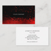 Modern Glitter Drop Rot Schwarz Visitenkarte Visitekaartje (Voorkant / Achterkant)