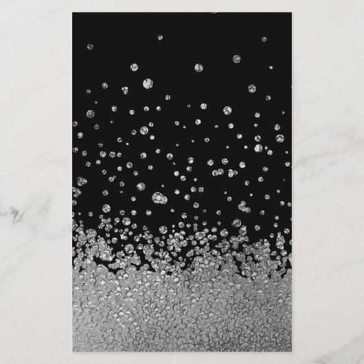 Modern Glitter Drop Silber Schwarz Flyer (Achterkant)