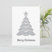 Modern Glitter Elegant Snow Christmas Pine Tree Feestdagenkaart (Staand voorkant)