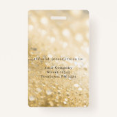 Modern Glitter Employee Photo ID Badge (Achterkant)