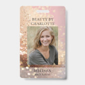 Modern Glitter Employee Photo ID Badge (Voorzijde)