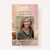 Modern Glitter Employee Photo ID Badge (Voorkant)