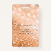 Modern Glitter Employee Photo ID Badge (Achterkant)