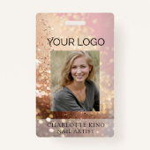 Modern Glitter Employee Photo ID Badge (Voorkant)