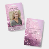 Modern Glitter Employee Photo ID Badge (Voor- en achterkant)