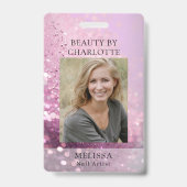 Modern Glitter Employee Photo ID Badge (Voorkant)