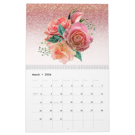  Modern Glitter en Rozen Glam Floral 2024 Kalender (Mar 2026)